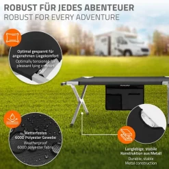 Campingbett Feldbett klappbar 210x83x46 cm Schwarz mit Tragetasche bis 150 kg Hauki