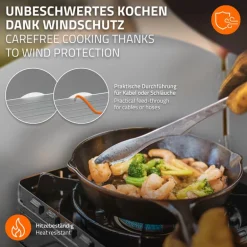 Camping Küche faltbar mit Tragetasche Schwarz aus Aluminium inkl. Arbeitsplatte Hauki
