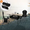 Camping Set 3-teilig mit Klapptisch Beige und 2 Campingstühlen Schwarz HAUKI