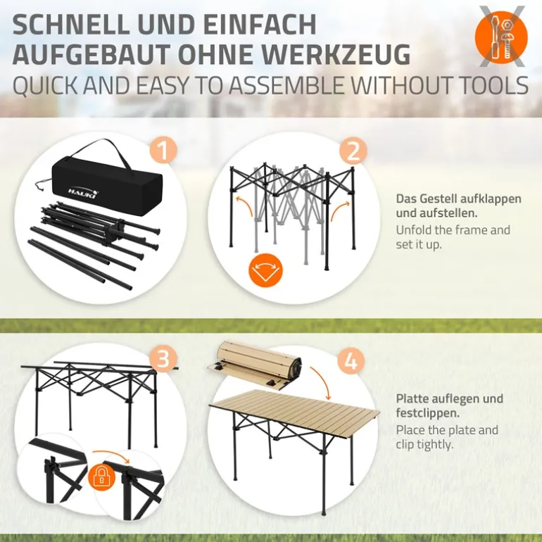 Camping Set 3-teilig mit Klapptisch Beige und 2 Campingstühlen Schwarz HAUKI