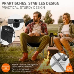 Camping Set 3-teilig mit Klapptisch Beige und 2 Campingstühlen Schwarz HAUKI