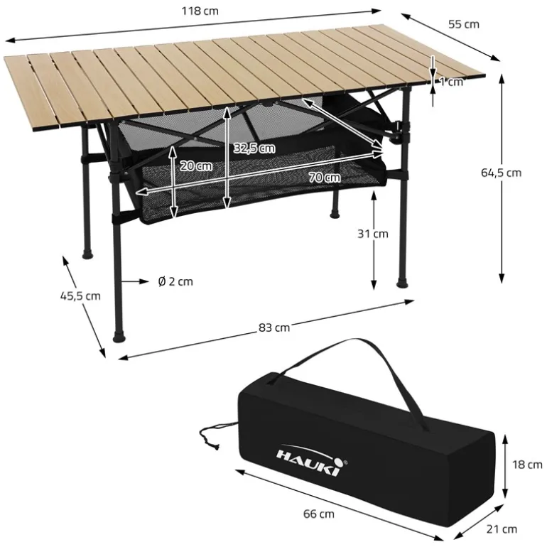Camping Set 3-teilig mit Klapptisch Beige und 2 Campingstühlen Schwarz HAUKI
