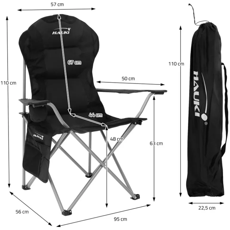Camping Set 3-teilig mit Klapptisch Beige und 2 Campingstühlen Schwarz HAUKI
