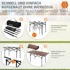 Camping Set 3-teilig mit Klapptisch Braun und 2 Campingstühlen Schwarz HAUKI