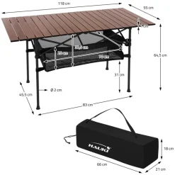 Camping Set 3-teilig mit Klapptisch Braun und 2 Campingstühlen Schwarz HAUKI