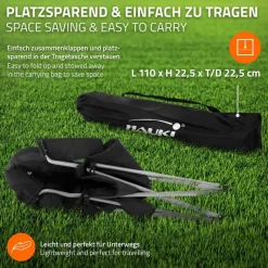 Campingstuhl faltbar bis 150 kg Schwarz mit Getränkehalterung inkl. Tragetasche Hauki