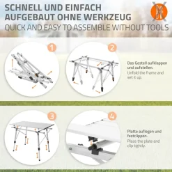 Campingtisch faltbar 90x51,5 cm Silber aus Aluminium ML-Design