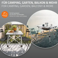 Campingtisch faltbar 90x51,5 cm Silber aus Aluminium ML-Design