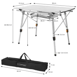 Campingtisch faltbar 90x51,5 cm Silber aus Aluminium ML-Design