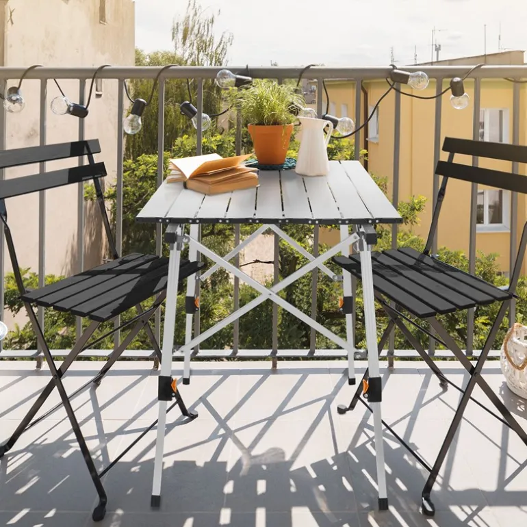 Campingtisch faltbar 90x51,5 cm Silber aus Aluminium ML-Design