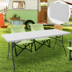 Campingtisch klappbar 180x74 cm Weiß aus Kunststoff ML-Design