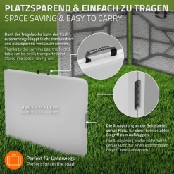 Campingtisch klappbar 180x74 cm Weiß aus Kunststoff ML-Design