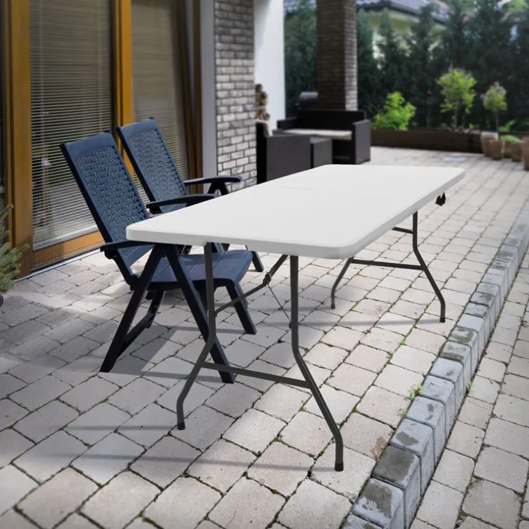 Campingtisch klappbar 180x74 cm Weiß aus Kunststoff ML-Design