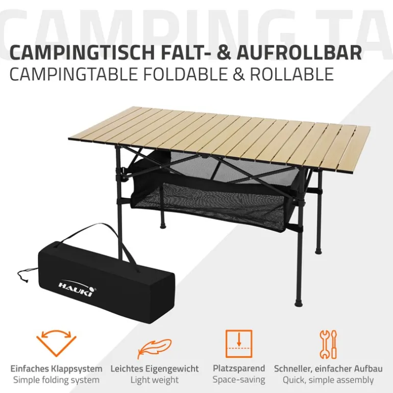 Campingtisch klappbar 118x55x64,5 cm Beige aus Aluminium Hauki