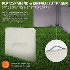 Campingtisch mit Tragegriff 120 cm Weiß/Creme aus Aluminium und MDF