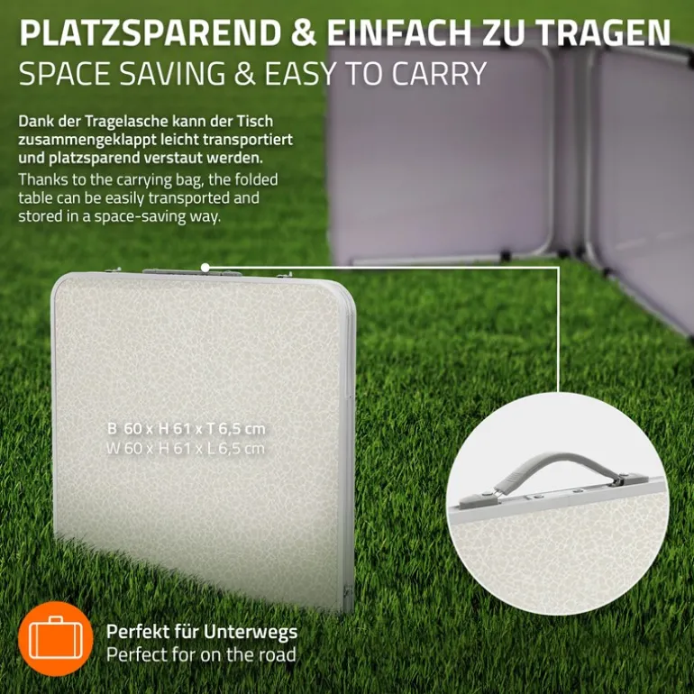 Campingtisch mit Tragegriff 120 cm Weiß/Creme aus Aluminium und MDF