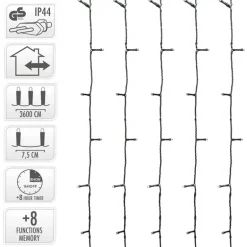 Cluster Lichterkette LED 36m, 480 LEDs Kaltweiß, 8 Leuchtmodi IP44 Innen/Außen
