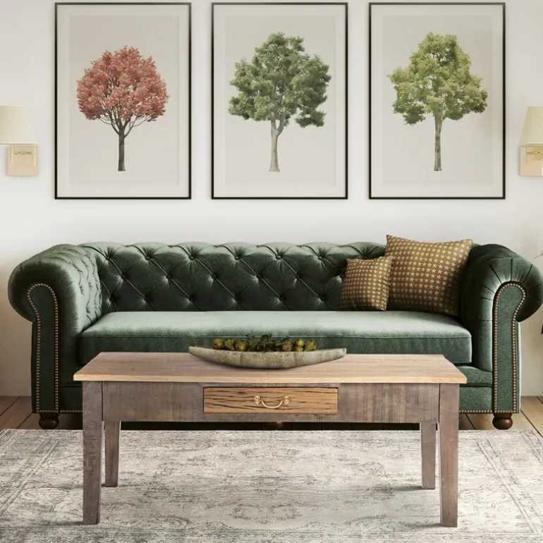 Couchtisch mit Schublade 117x70x45,5 cm Natur aus Mangoholz WOMO-Design
