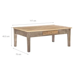 Couchtisch mit Schublade 117x70x45,5 cm Natur aus Mangoholz WOMO-Design