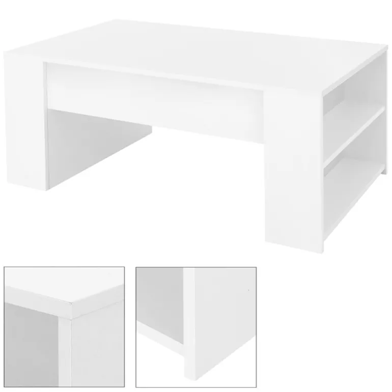 Couchtisch mit zwei Fächern 100x60x42 cm Weiß ML-Design