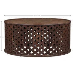 Couchtisch rund Ø 100x45 cm Braun aus Mangoholz WOMO-Design