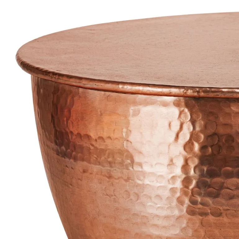 Couchtisch rund Ø 59x30,5 cm Kupfer aus Aluminium-Legierung in Hammerschlag-Technik WOMO-DESIGN