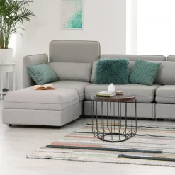 Couchtisch rund Ø 50x50 cm Natur/Schwarz aus Altholz, Metallgestell WOMO-Design