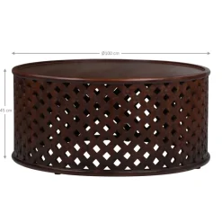 Couchtisch Ø 100x45 cm Braun aus Mangoholz  WOMO-Design