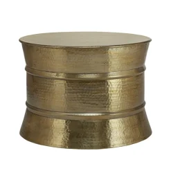 Couchtisch Ø 62x33 cm Gold aus Aluminium-Legierung in Hammerschlag-Technik WOMO-Design
