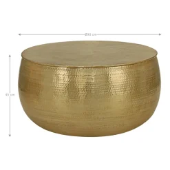 Couchtisch Ø 90x45 cm Gold aus Aluminium in Hammerschlag Optik WOMO-Design