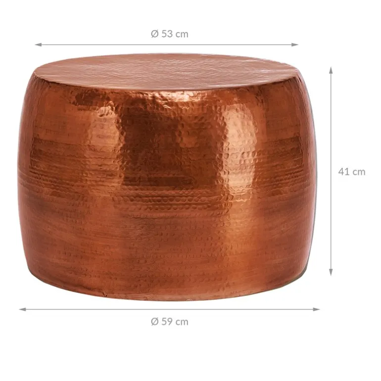 Couchtisch Ø 59x41cm Kupfer aus Aluminium-Legierung in Hammerschlag-Technik WOMO-DESIGN