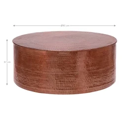 Couchtisch Ø 90x37 cm Kupfer aus Aluminium in Hammerschlag Optik WOMO-Design