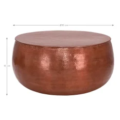 Couchtisch Ø 90x45 cm Kupfer aus Aluminium in Hammerschlag Optik WOMO-Design