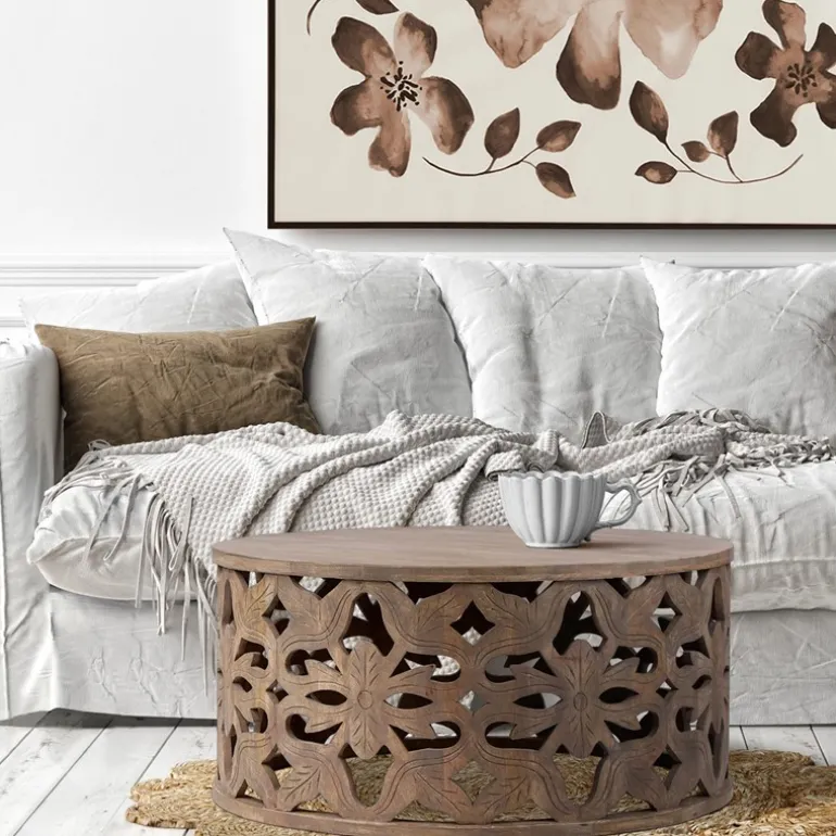 Couchtisch Ø 100x45 cm Natur aus Mangoholz WOMO-Design