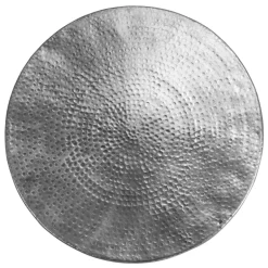 Couchtisch Ø 59x30,5 cm Silber aus Aluminium-Legierung in Hammerschlag-Technik WOMO-DESIGN