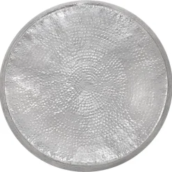Couchtisch Ø 90x45 cm Silber aus Aluminium in Hammerschlag Optik WOMO-Design