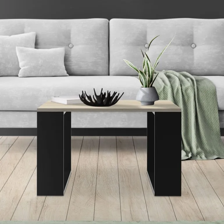 Couchtisch 65x65x40 cm Eiche-Optik/Schwarz ML-Design