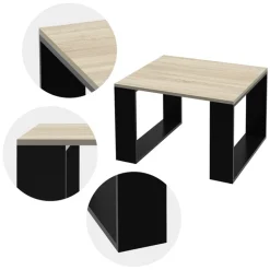 Couchtisch 65x65x40 cm Eiche-Optik/Schwarz ML-Design