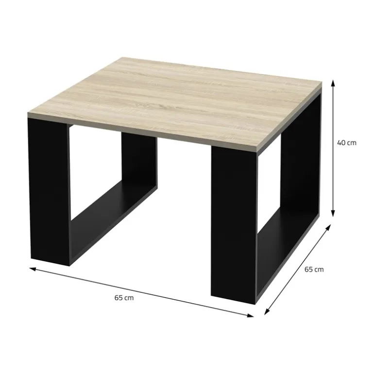Couchtisch 65x65x40 cm Eiche-Optik/Schwarz ML-Design