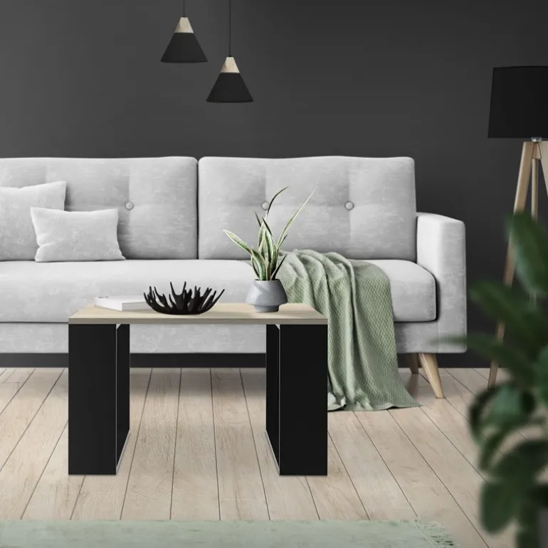Couchtisch 65x65x40 cm Eiche-Optik/Schwarz ML-Design