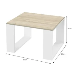 Couchtisch 65x65x40 cm Eiche-Optik/Weiß ML-Design