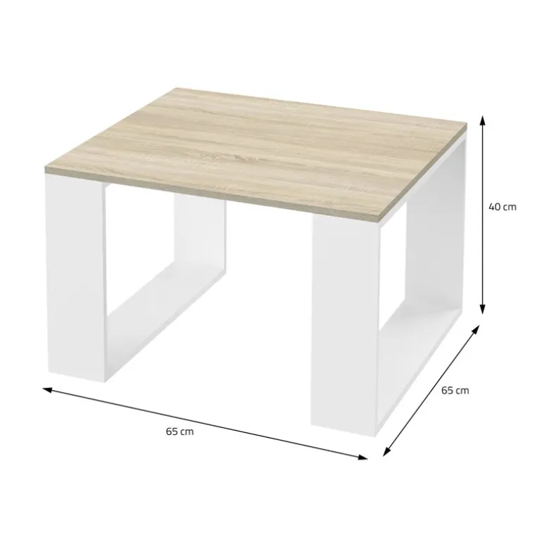 Couchtisch 65x65x40 cm Eiche-Optik/Weiß ML-Design