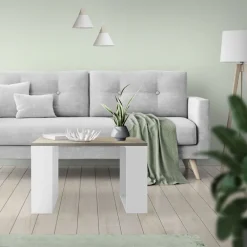 Couchtisch 65x65x40 cm Eiche-Optik/Weiß ML-Design