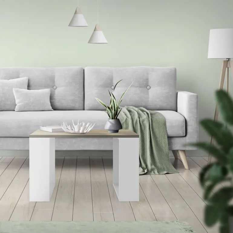 Couchtisch 65x65x40 cm Eiche-Optik/Weiß ML-Design