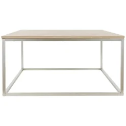Couchtisch 80x80x40 cm Fischgrätenmuster Eichen-Optik mit Stahlgestell ML-Design