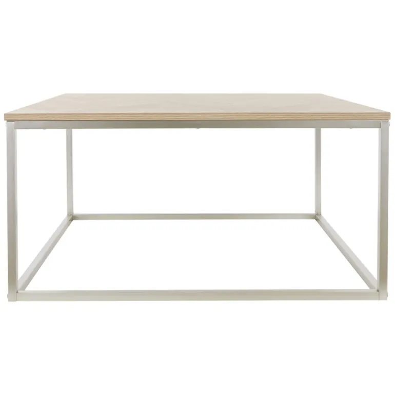Couchtisch 80x80x40 cm Fischgrätenmuster Eichen-Optik mit Stahlgestell ML-Design