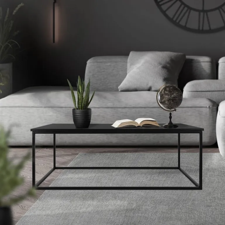 Couchtisch 110x39,5x59 cm Schwarz aus Metall ML-Design