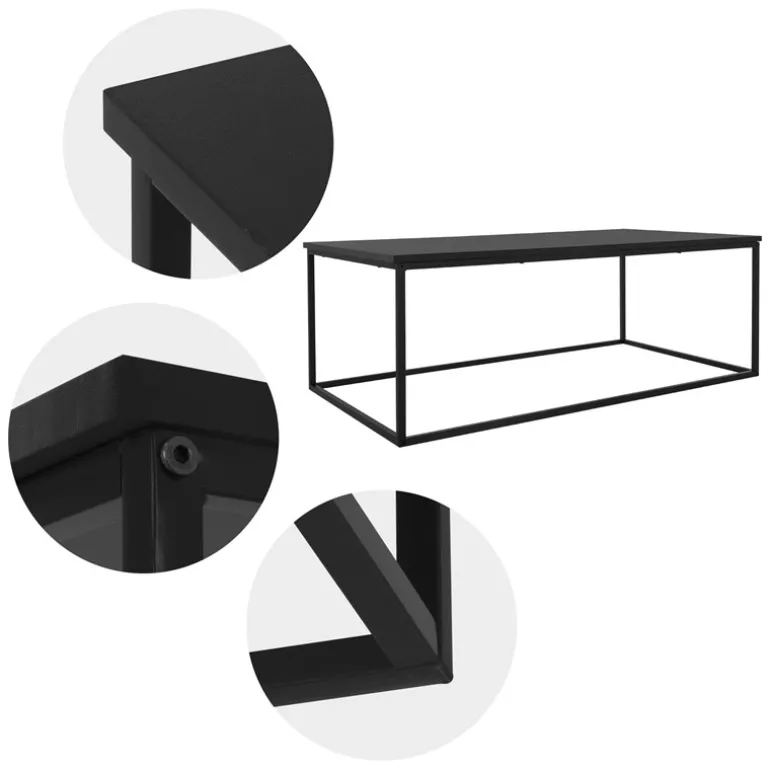 Couchtisch 110x39,5x59 cm Schwarz aus Metall ML-Design