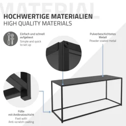 Couchtisch 110x40x50,5 cm Schwarz aus Metall ML-Design