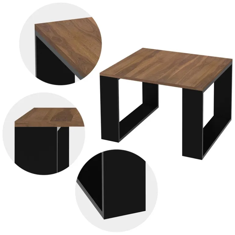 Couchtisch 65x65x40 cm Walnuss/Schwarz ML-Design